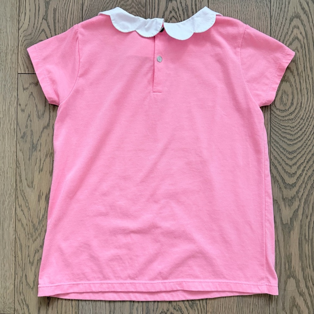 Jacadi Pink Tee with White Scalloped Collar - Picture 3 of 4
